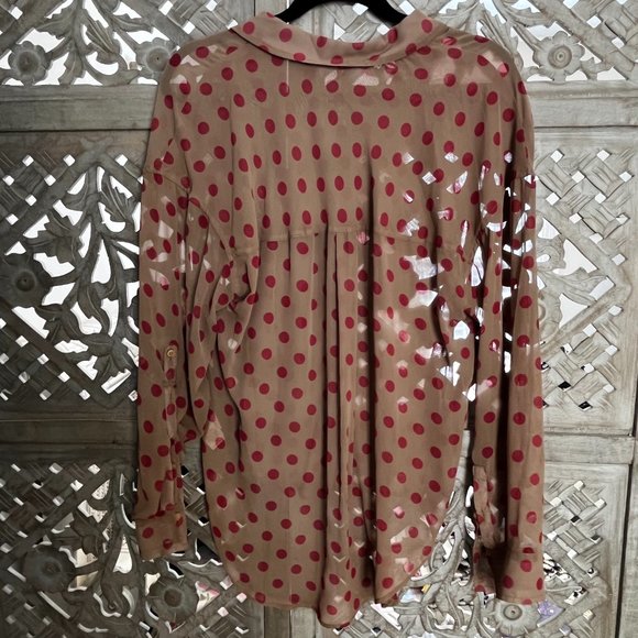 NWT Free People Sheer Easy Rider Polka Dot‎ Shirt. Size Medium - Picture 3 of 3